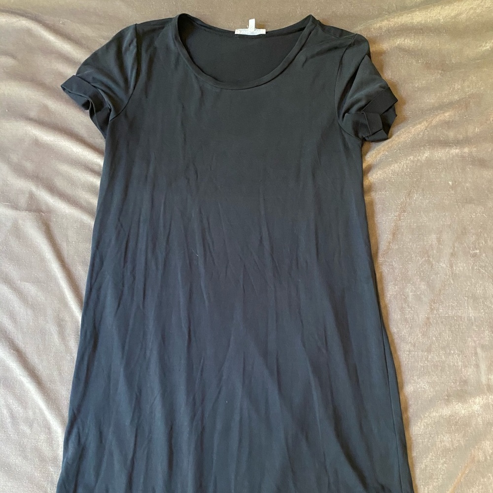 Charlotte Russe Black/Charcoal T-Shirt Dress